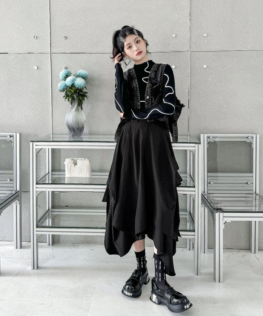 Tacking Flare Skirt