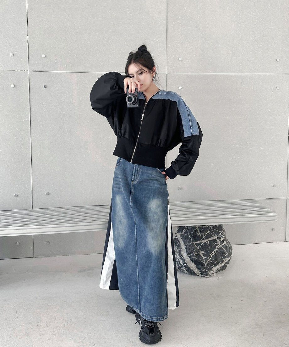 No-collar zip jacket