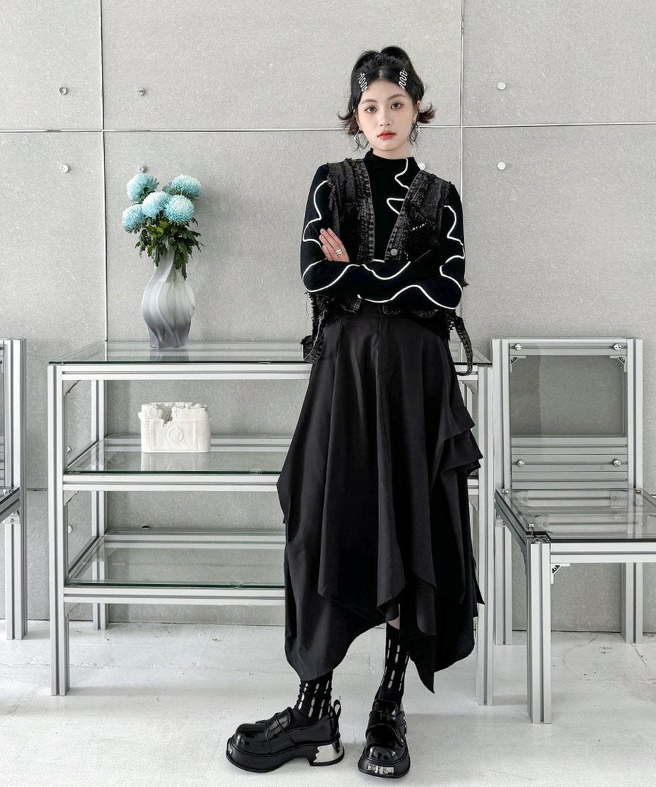 Tacking Flare Skirt