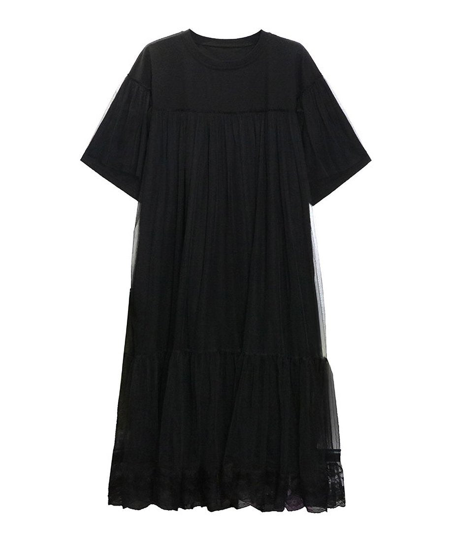 Mesh layered flared dress