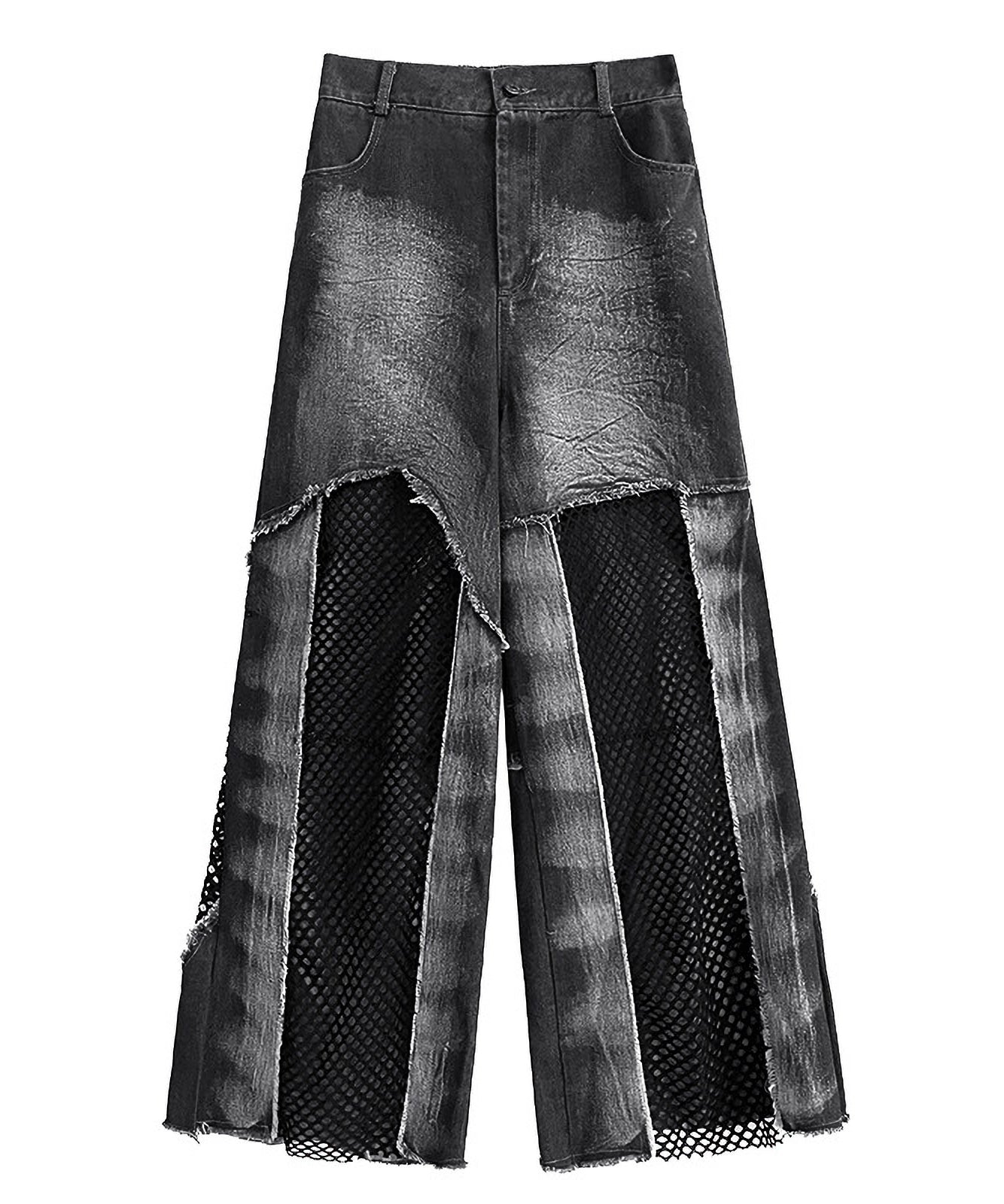 Mesh denim pants