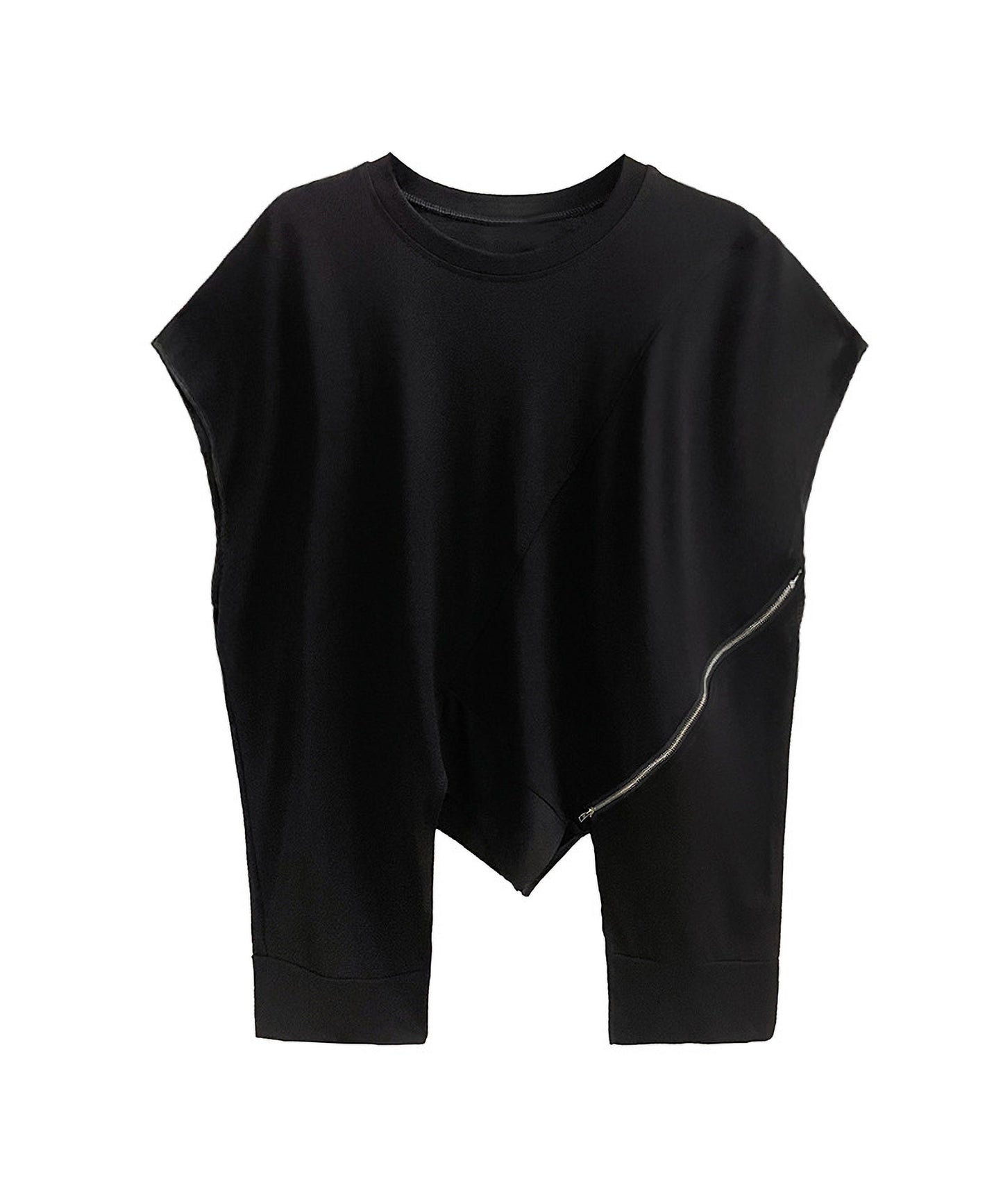 Drop shoulder zipper top