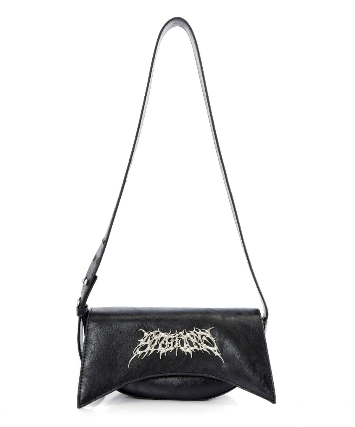 Metal logo shoulder bag