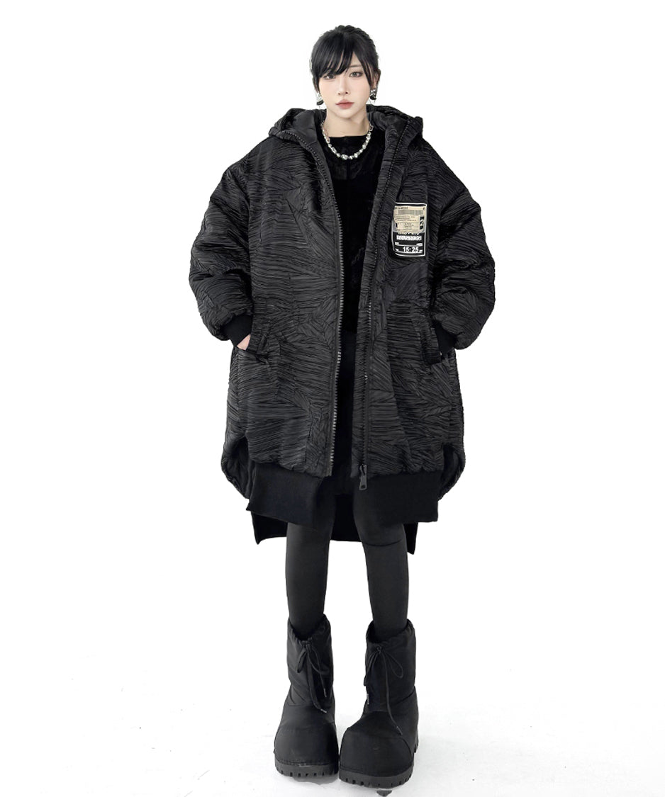 テクスチャーフーデッドブルゾン