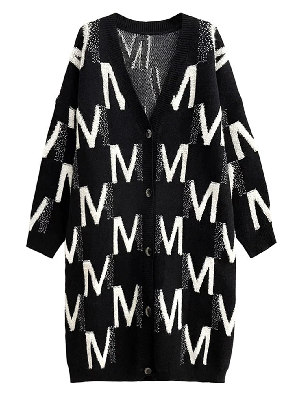 エムパターンロングニットドレス