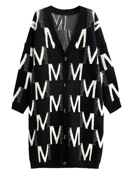 エムパターンロングニットドレス