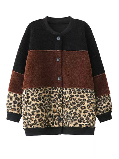 ブロックレオパードボアジャケット
