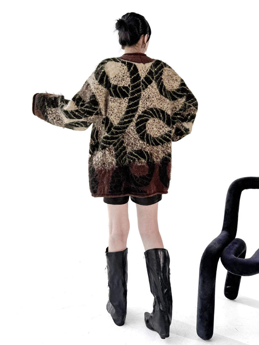 アブストラクトジャカードカーディガン