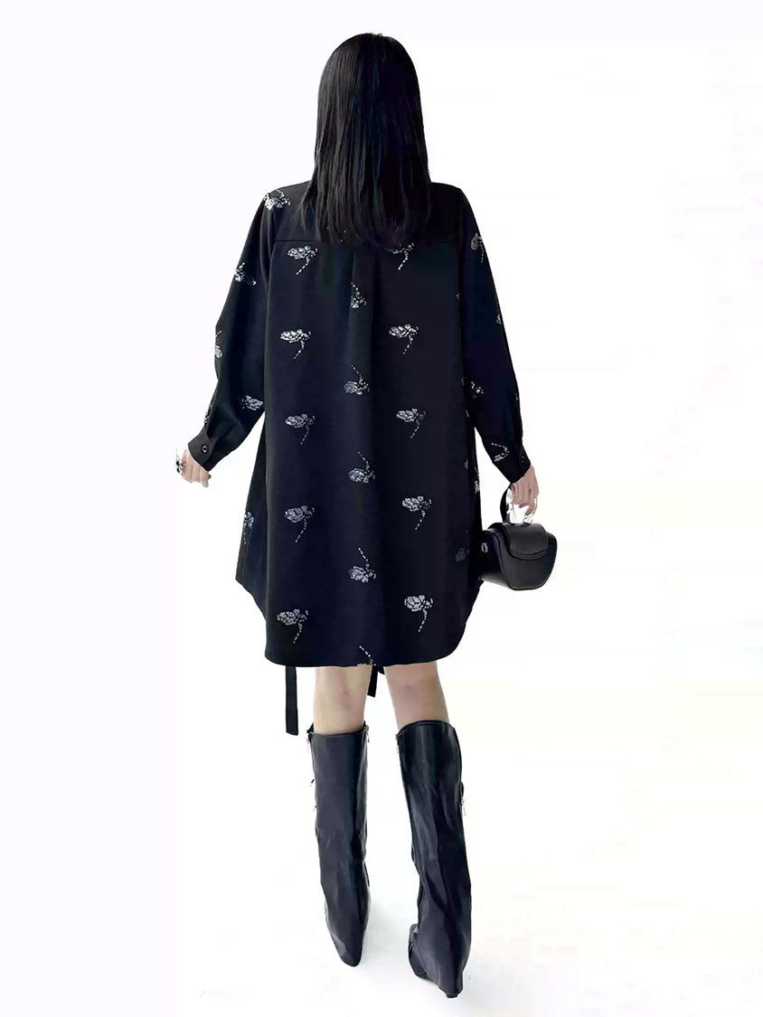 スパークルフローラルロングブラウス