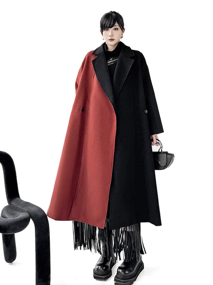 バイカラーロングコート