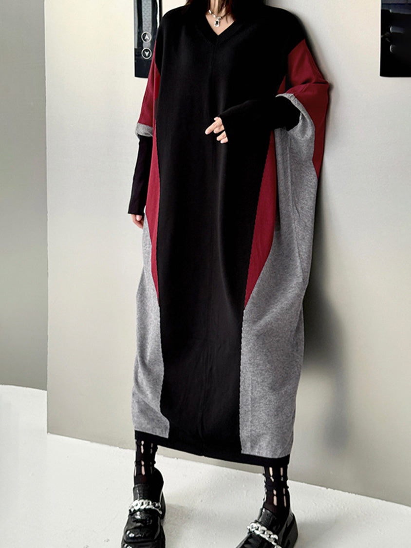 トライカラーニットドレス