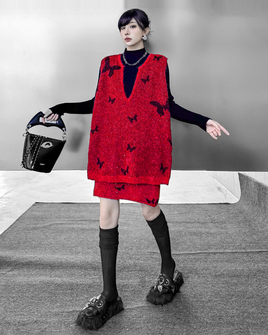 バタフライニットベスト＆スカート