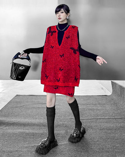 バタフライニットベスト＆スカート