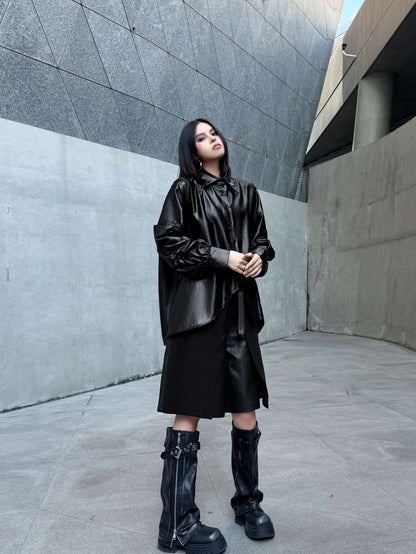 ギャザースリーブシャツブラウス