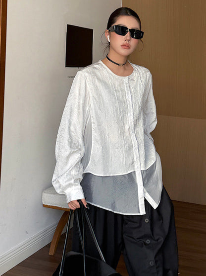 クラッシュシアーレイヤードブラウス