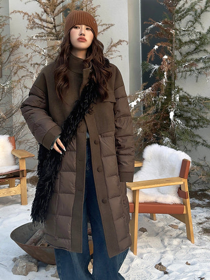 ブロックキルトダウンコート