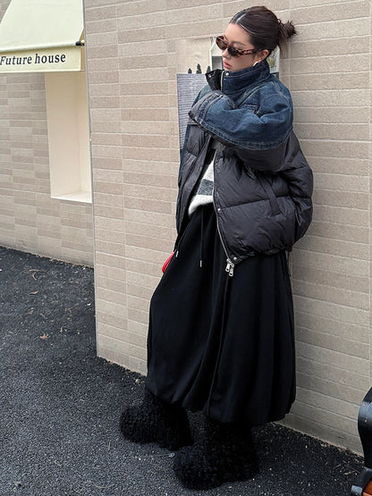 デニムコンビネーションパファージャケット