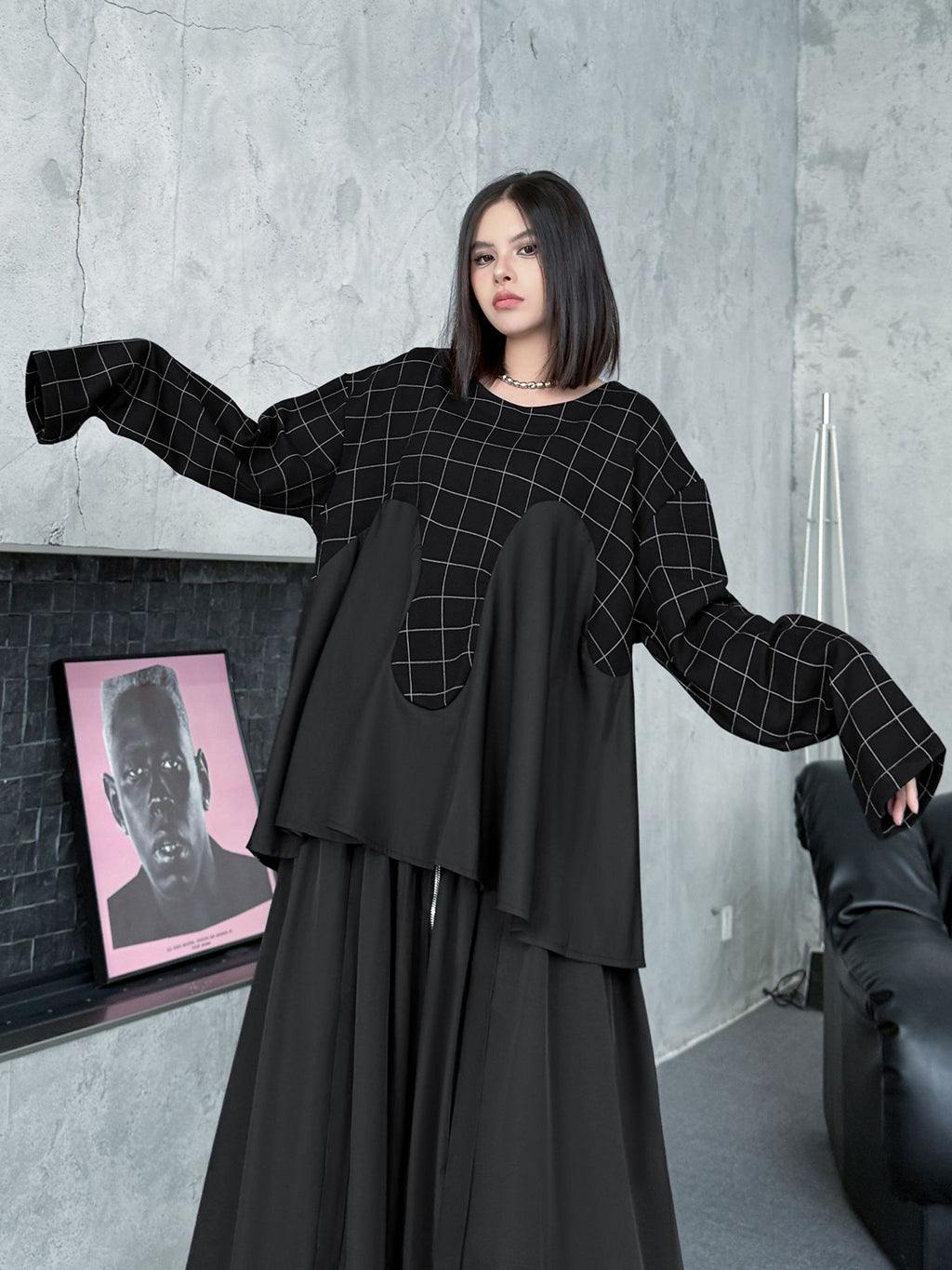 グリッドコンビネーショントップス