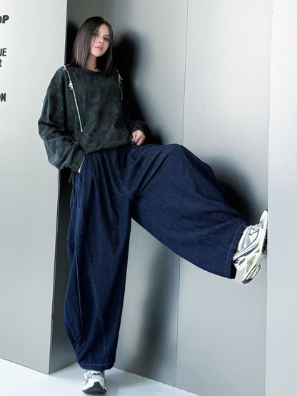 ウォッシュデニムワイドパンツ