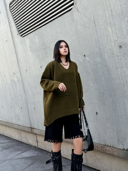 Vネックオーバーセーター