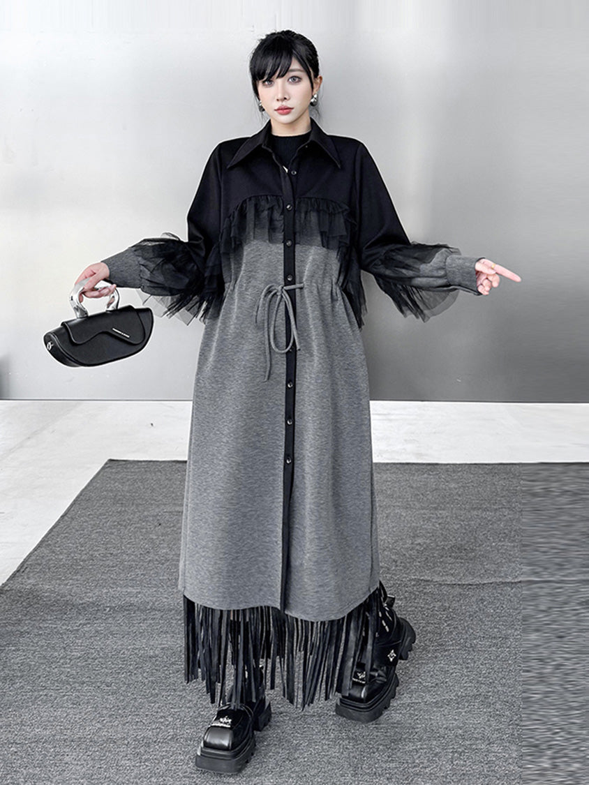 チュールレイヤードシャツコート