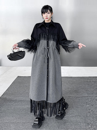 チュールレイヤードシャツコート