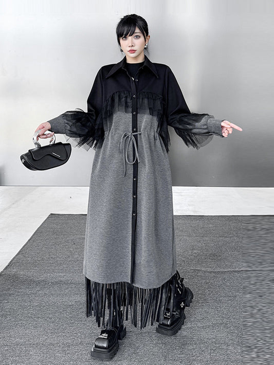 チュールレイヤードシャツコート