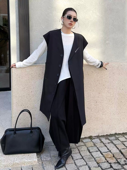 ノーカラードロップロングベスト