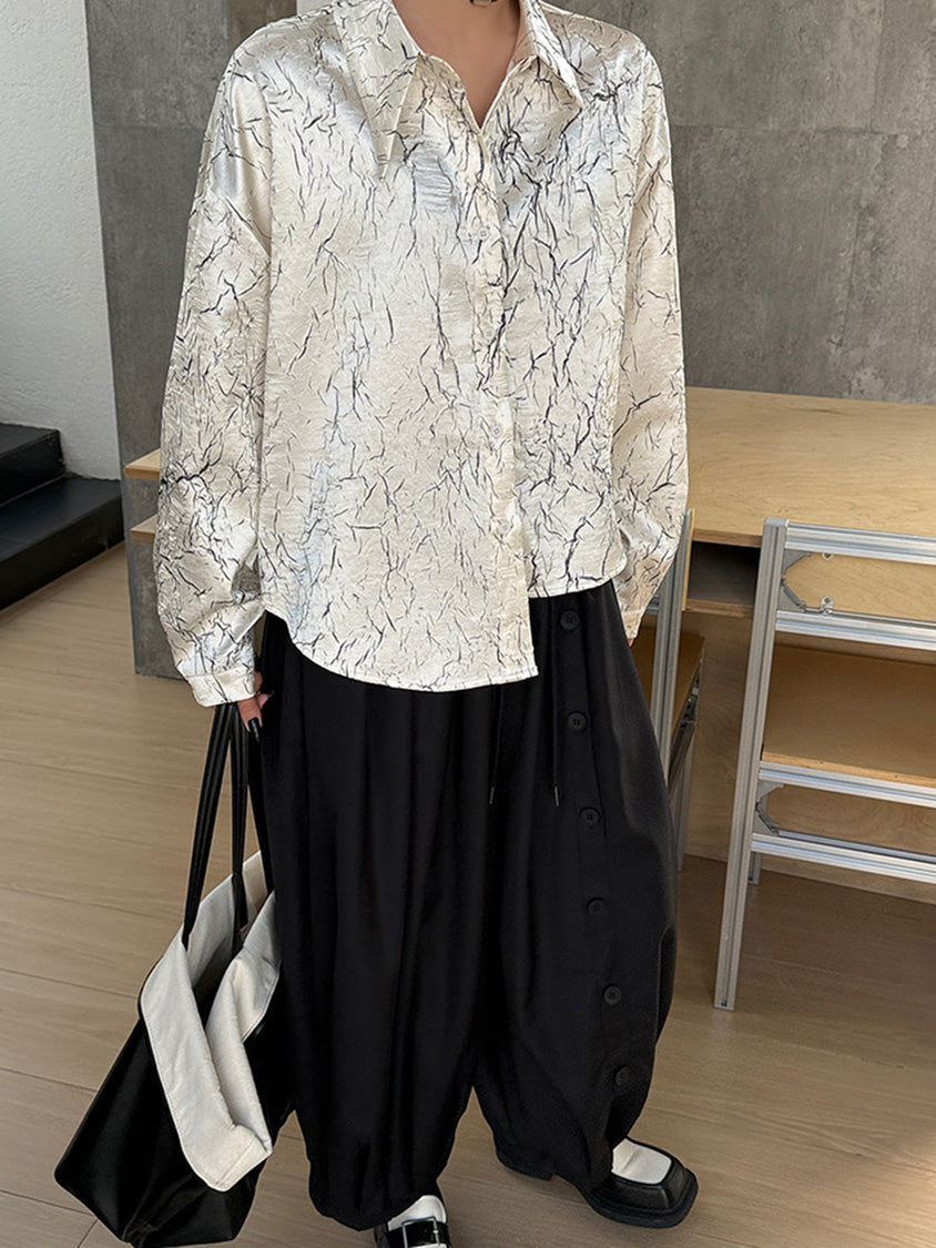 クラックプリントモードブラウス