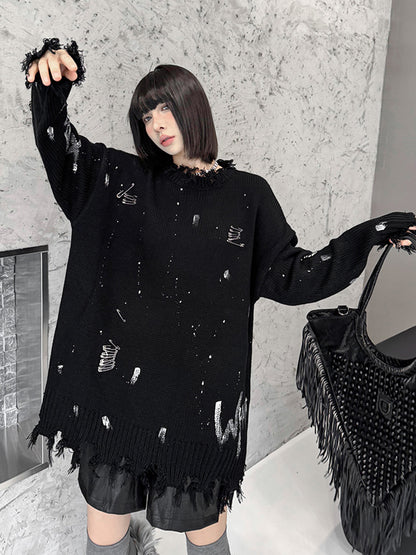 スプラッシュダメージニットトップス