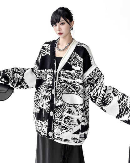 グラフィックジャカードカーディガン