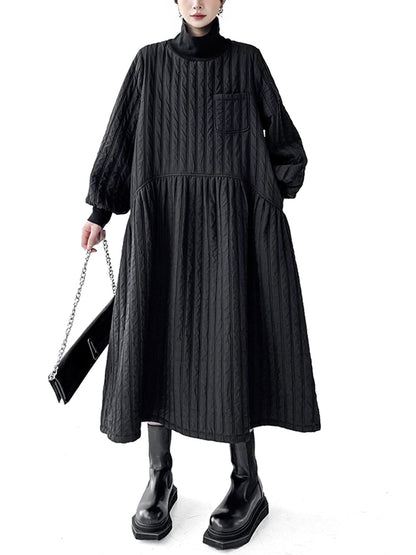 キルティッドハイネックボリュームドレス