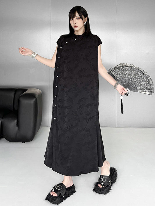 シャドウジャカードチャイナネックドレス