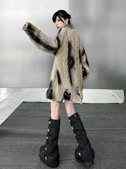 ダメージグラデケーブルセーター