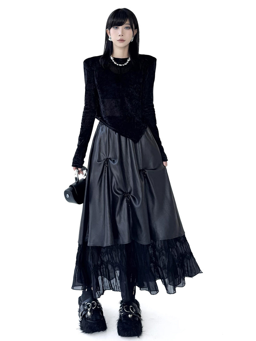 Mesh stitch top and skirt