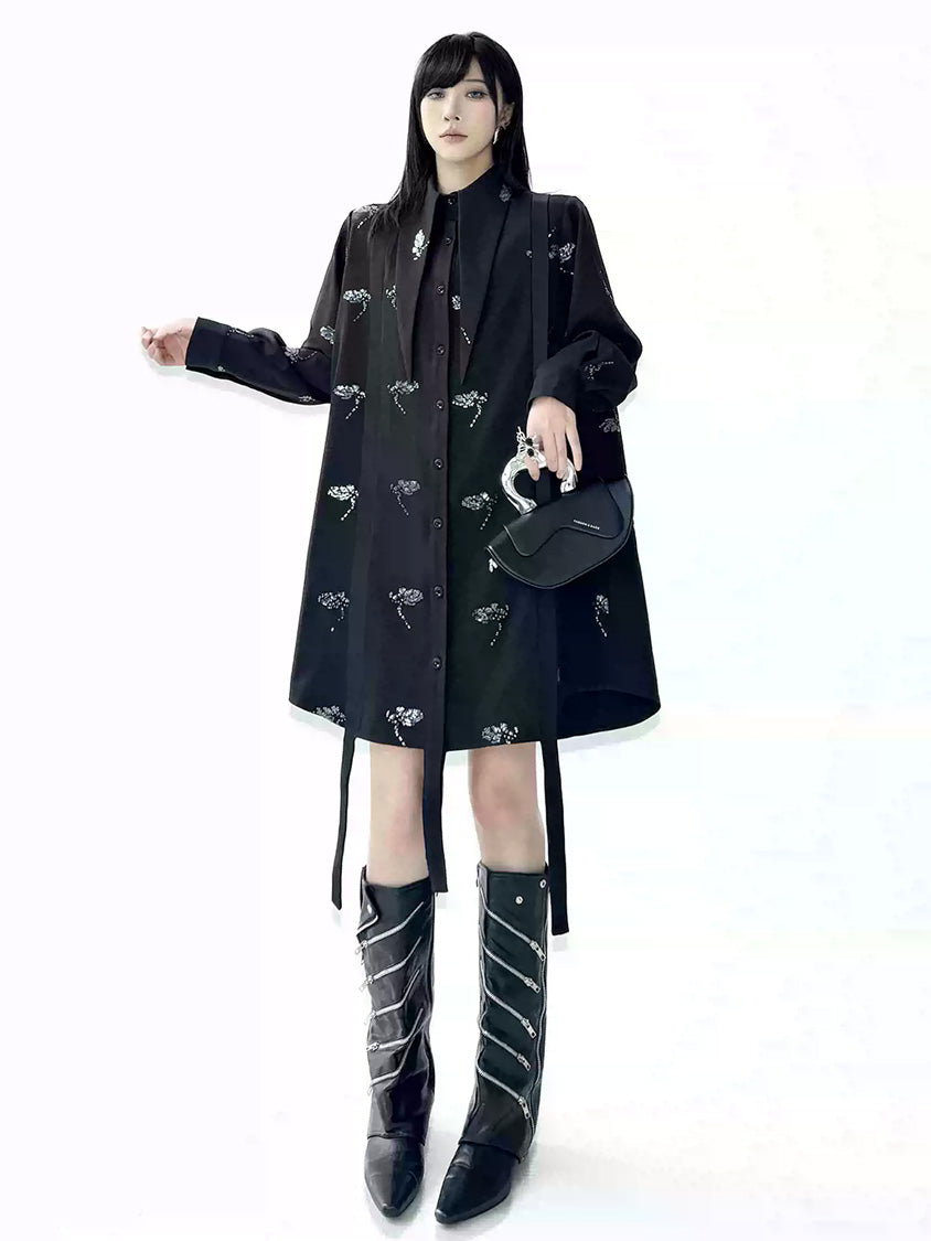 スパークルフローラルロングブラウス