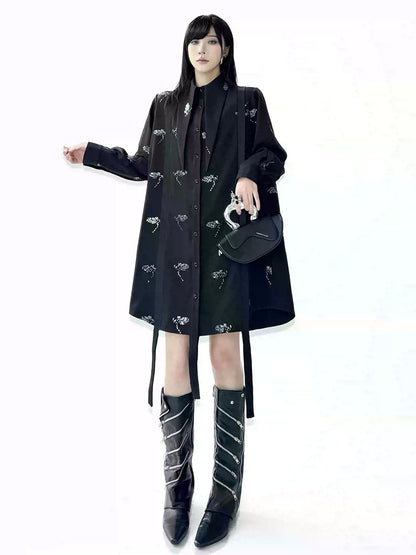 スパークルフローラルロングブラウス