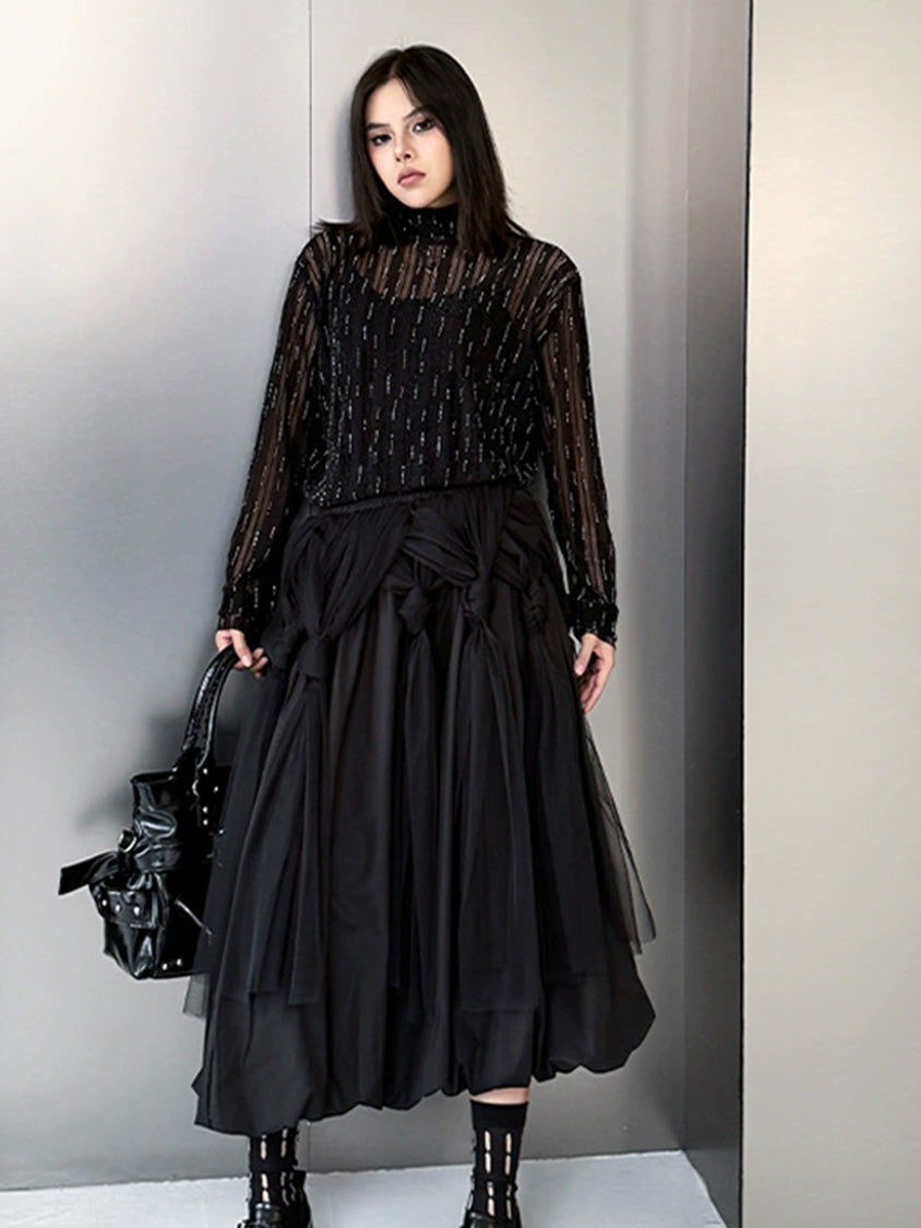 Mesh stitch top and skirt