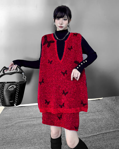 バタフライニットベスト＆スカート