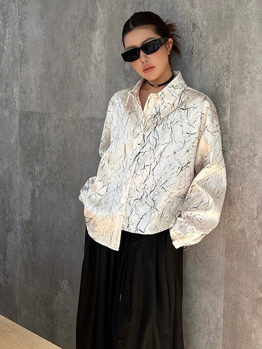 クラックプリントモードブラウス