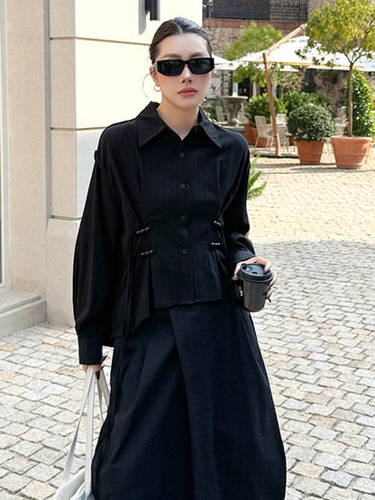 リネンブレンドギャザーブラウス