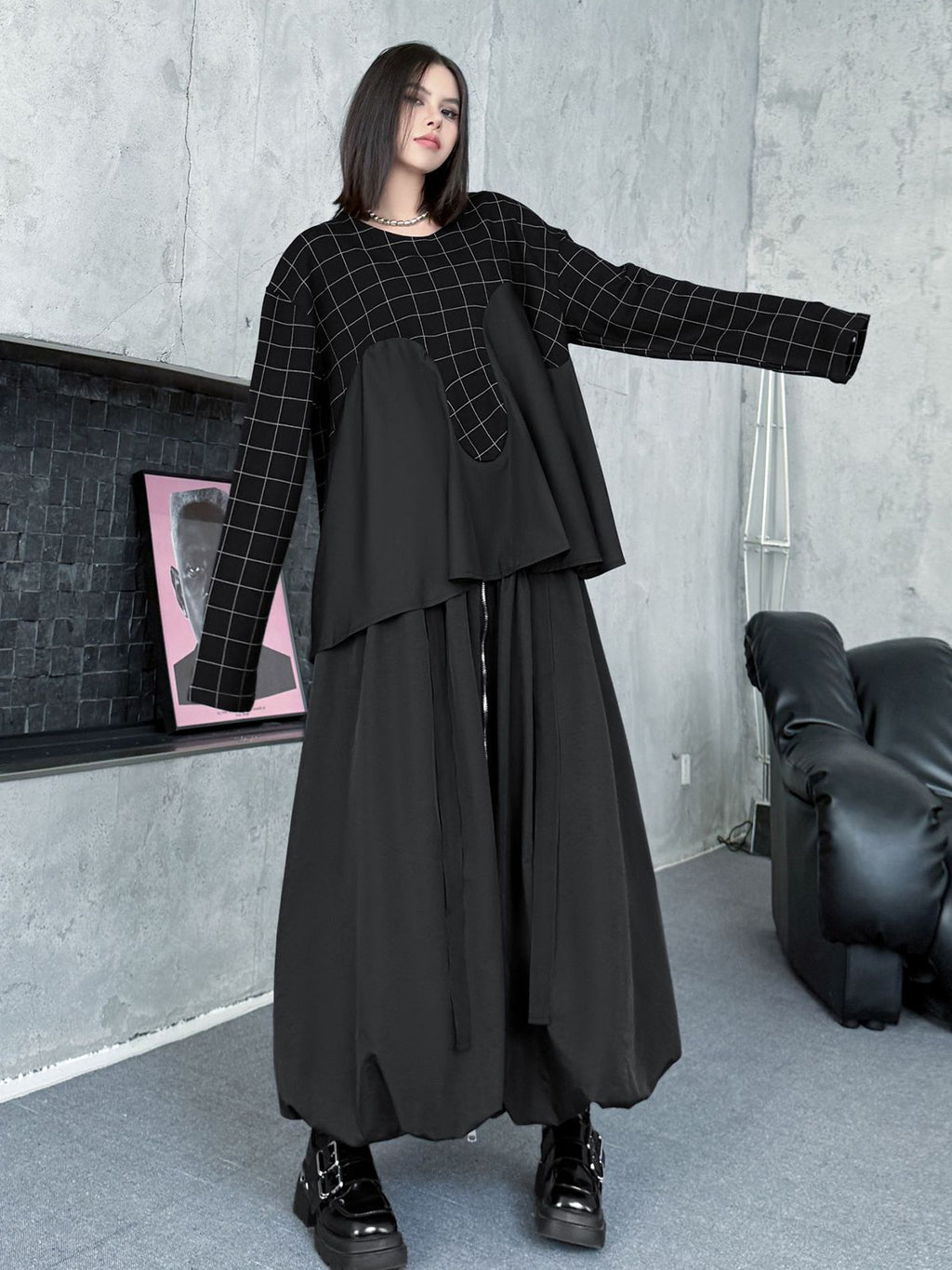 グリッドコンビネーショントップス