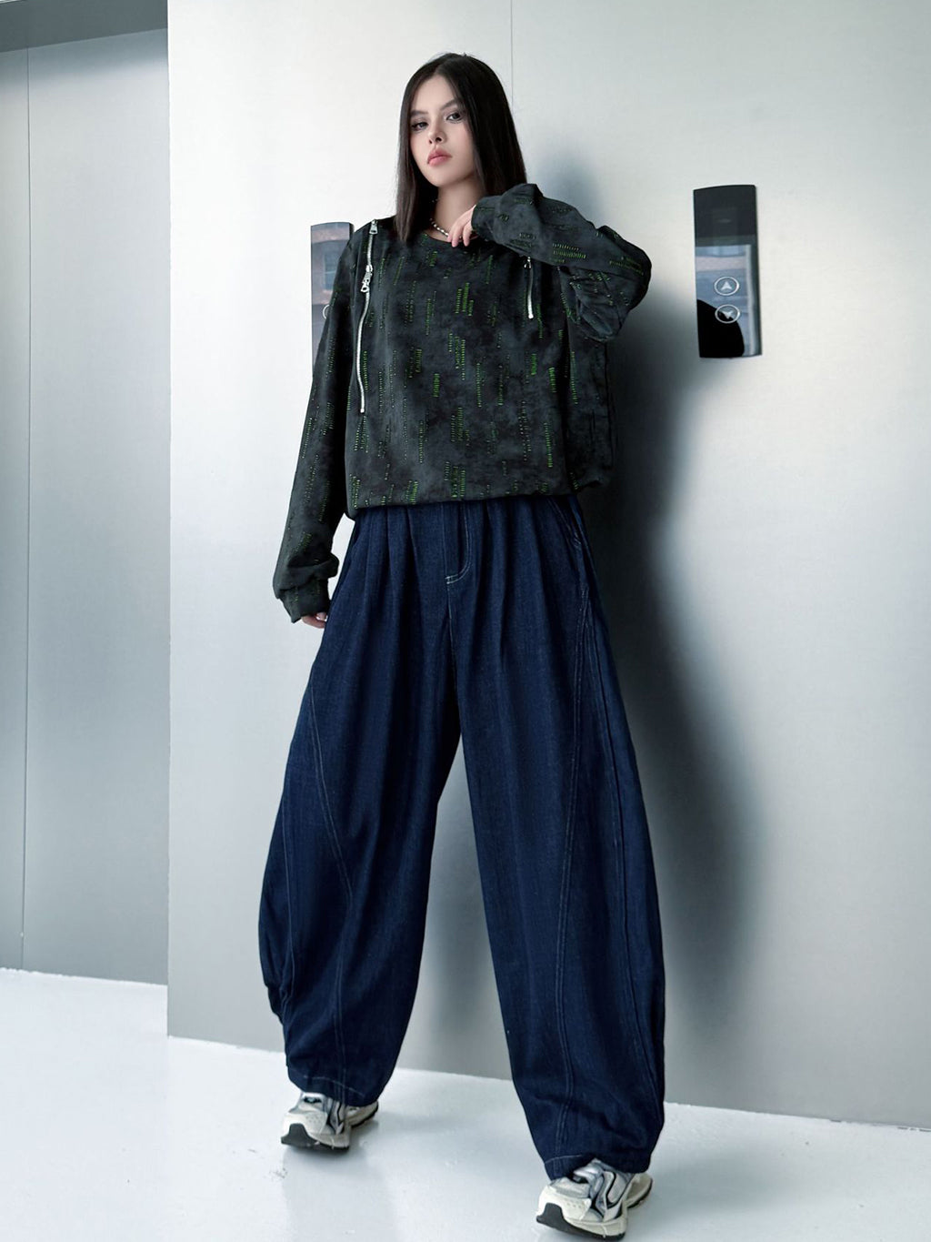 Mesh stitch top and skirt