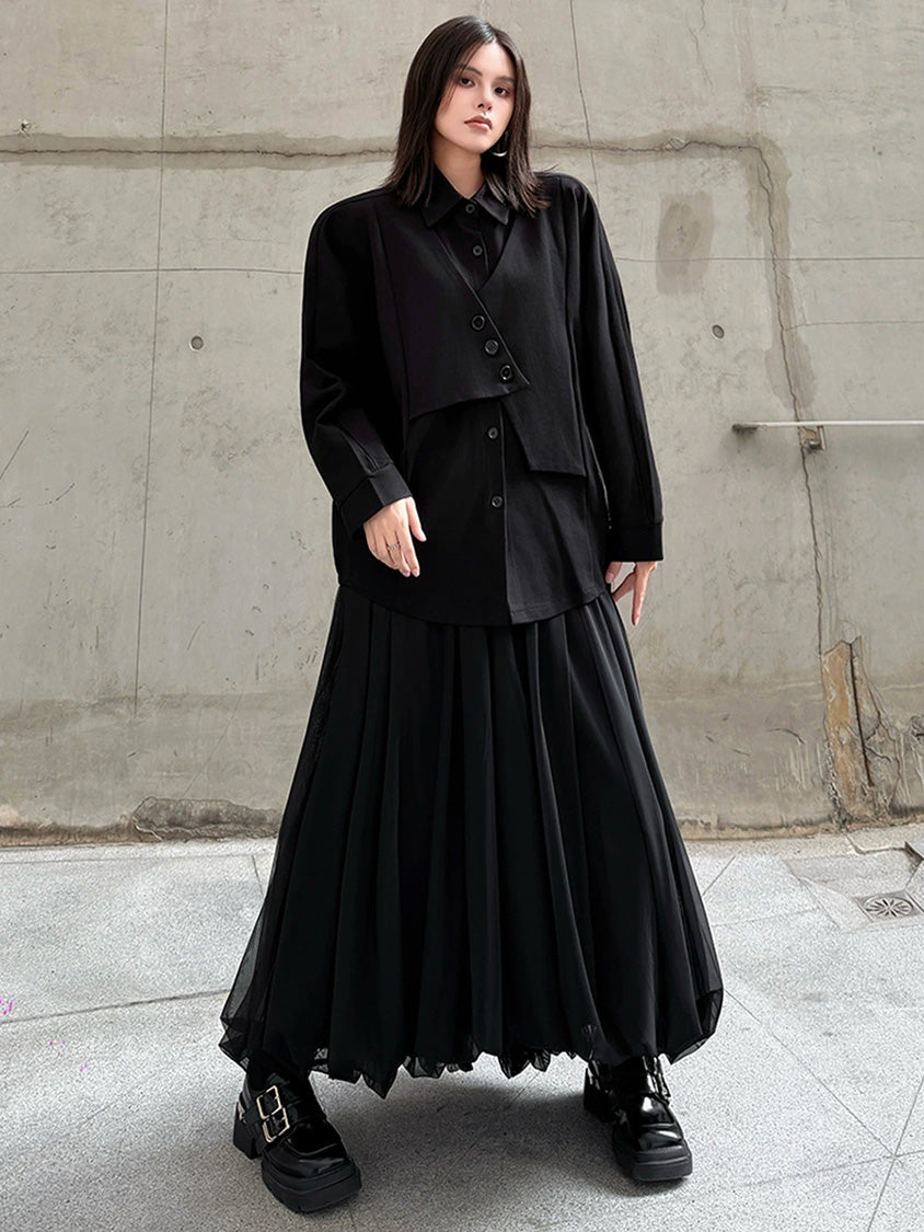 Mesh stitch top and skirt