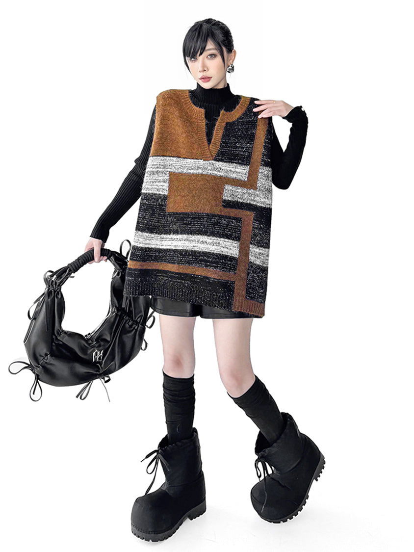 ジオブロックニットベスト