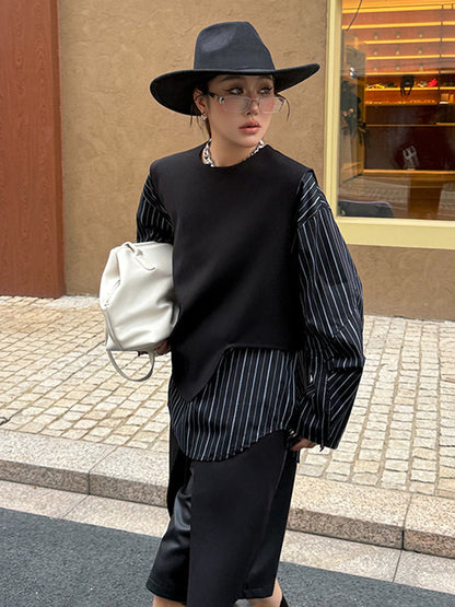 ストライプレイヤードモードブラウス