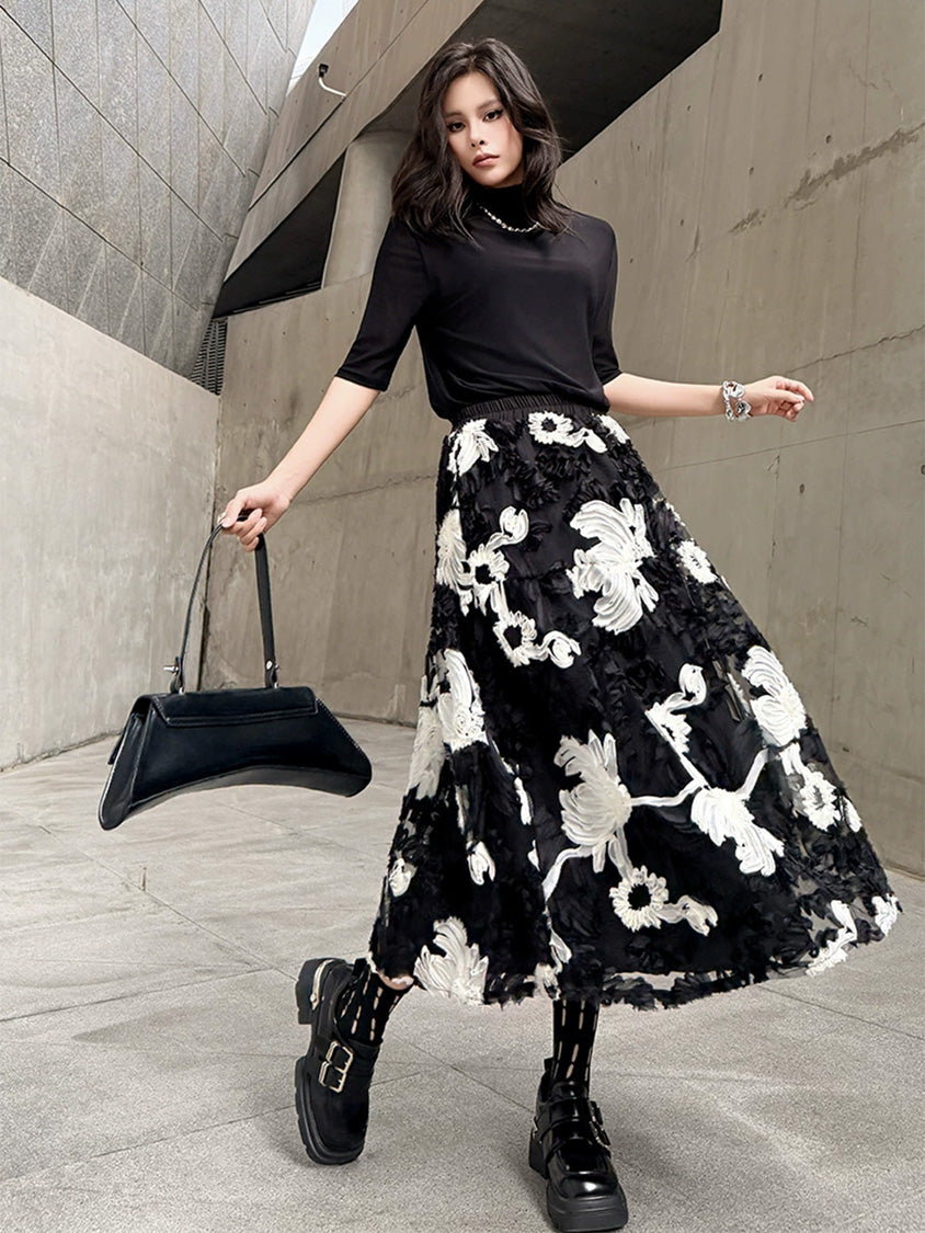 Mesh stitch top and skirt