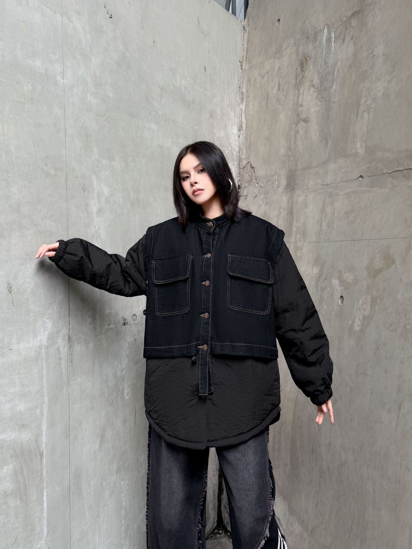 デニムミックスオーバージャケット