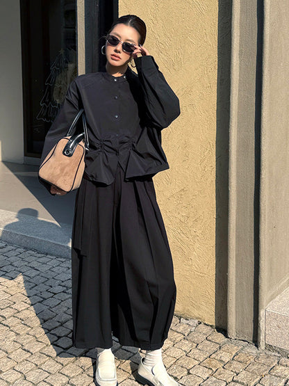 ギャザーヘムボリュームブラウス