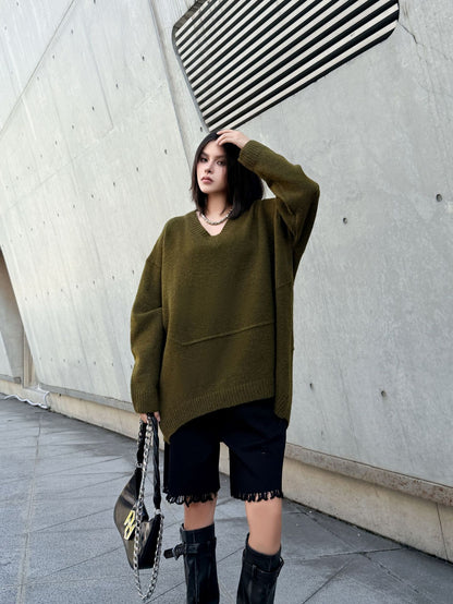 Vネックオーバーセーター